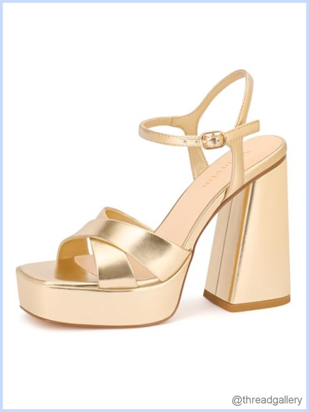 Platform High Heels Chunky Block Heeled Sandals Open Square Toe Adjustable